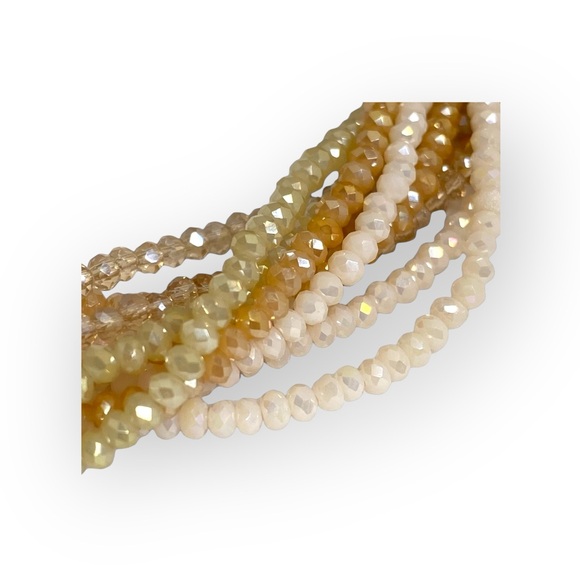 new Stella + Ruby ❃ Multi Strand Glass Bead Necklace ❃ Silver Cashmere Champagne - Picture 9 of 16